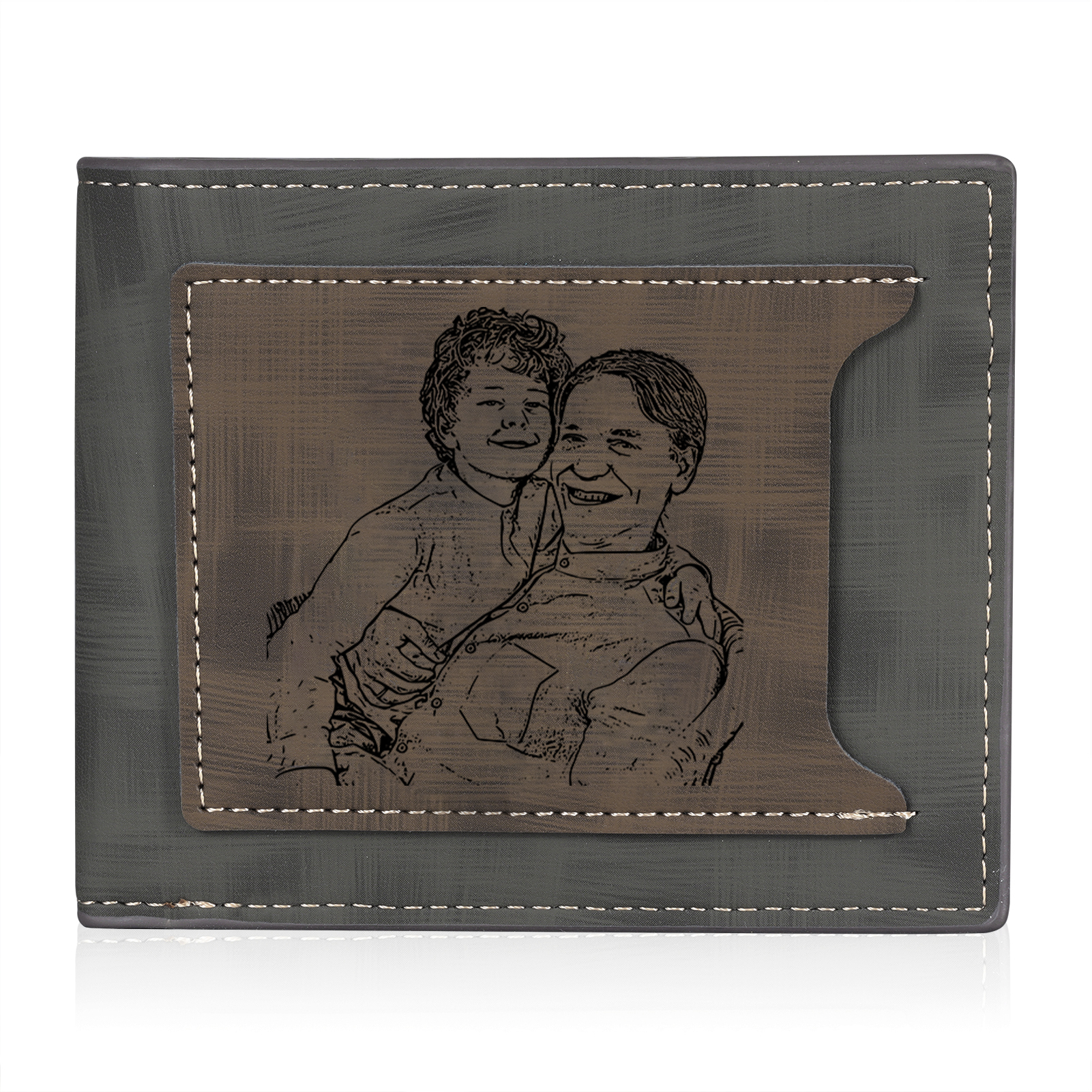 3 Names - Personalised Photo Custom Leather Men's Wallet as a Father's Day Gift for Dad