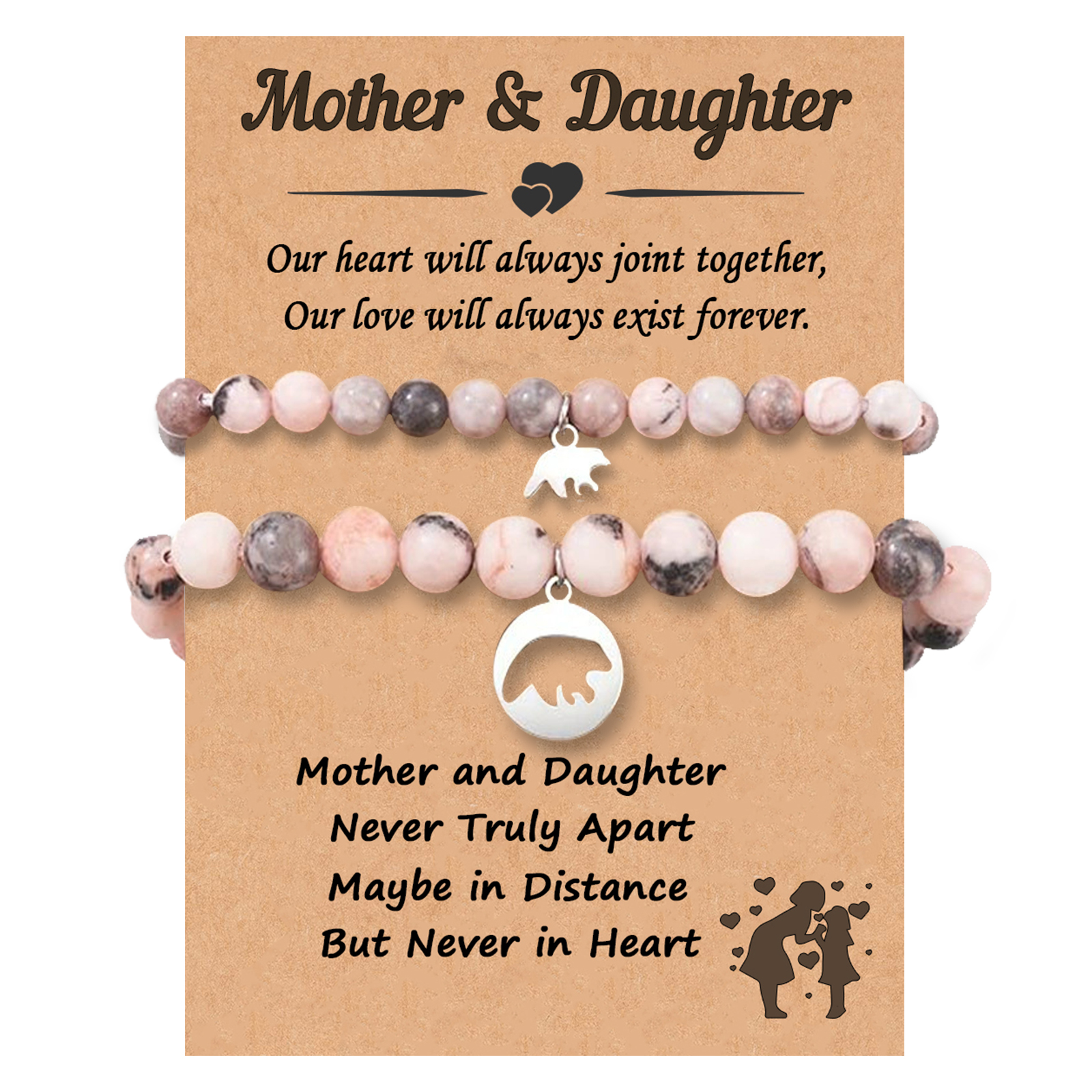 2 PCS Natural Stone Bracelets With Card For My Daughter As A Back To School Gift