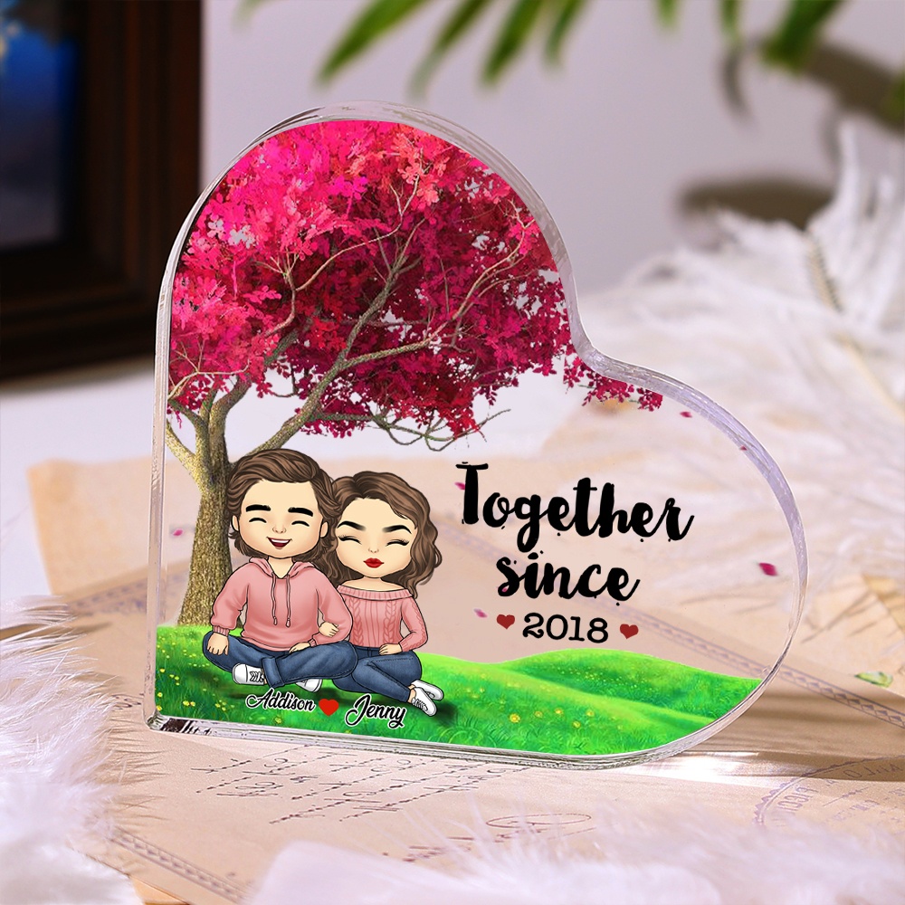 Personalised Couple Acrylic Ornament Custom Acrylic Heart Keepsake Desktop Ornament for Couple