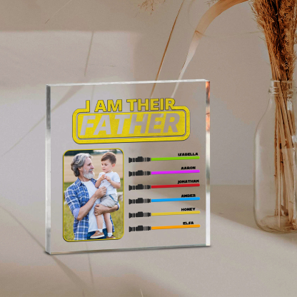 6 Names - Personalised Custom Name & Photo Acrylic Ornament - I AM THEIR FATHER- Father's Day Gift for Dad