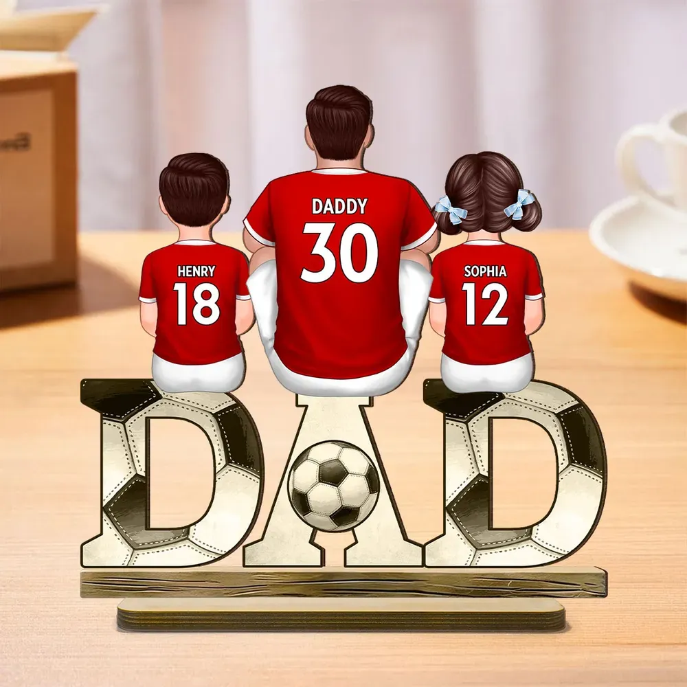2-5 Names Personalised Football Dad Ornament - Custom Decoration Plaque for Father | Jessemade