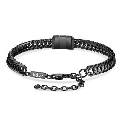 4 Names - Personalised Name Stainless Steel Men's Bracelet Great Gift for Him