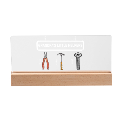 3 Names - Personalised Repair Tool Pattern Table Lamp Customized Text Father's Day Gift for Grandad/Dad