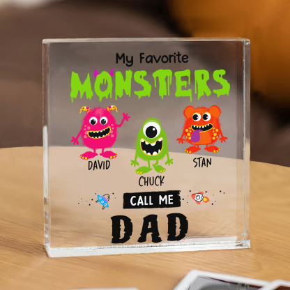 3 Names - Personalised Monster and Shit Style Custom Name Acrylic Ornament Father's Day Gift for Dad