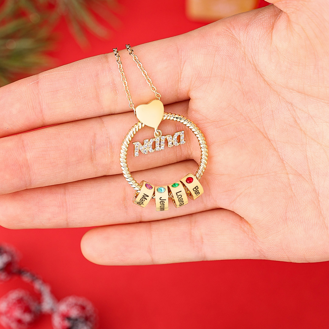 Charming Heart Necklace With Engraved Beads & 1CT Diamond In Sterling Silver 4