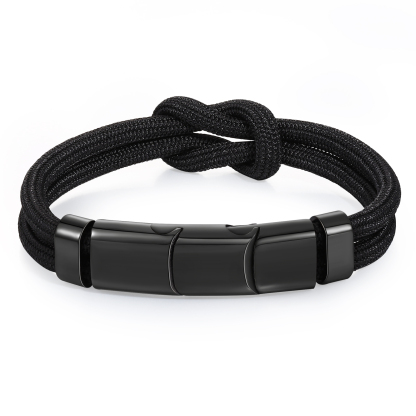 5 Names - Personalised Name Braided Leather Bracelet Engraving Men's Bracelet for Dad