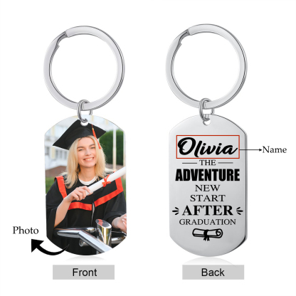 Personalised Name & Photo Exquisite Graduation Keyring Gift For Her/Him-Happy Graduation