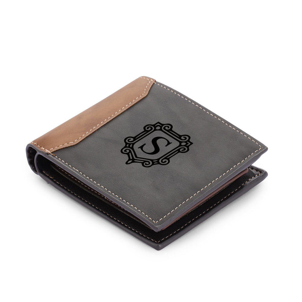 Personalised Leather Wallet Engraved Letter Short Wallet Custom Folding Wallet Gifts For Men