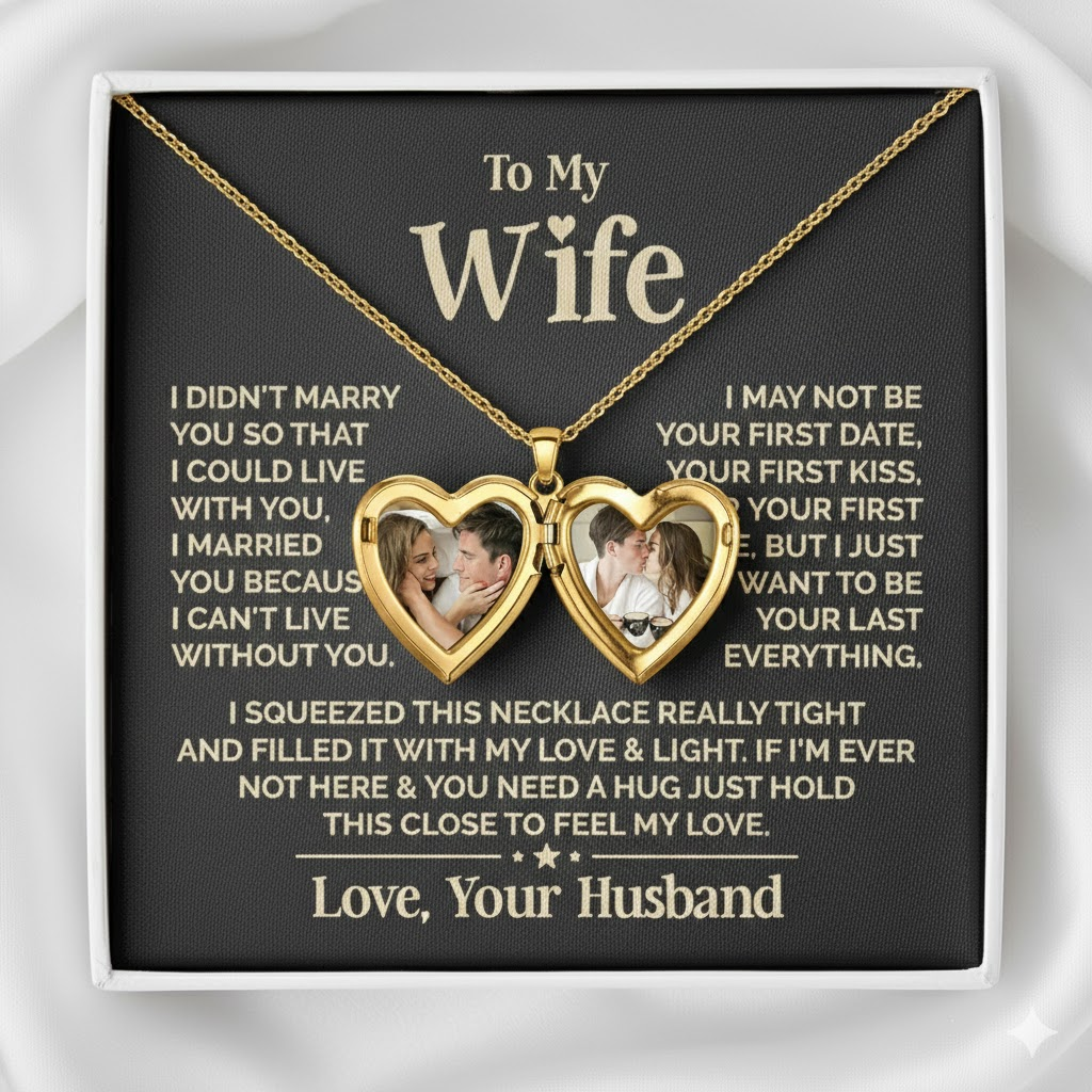 Personalised Heart Shaped Locket Necklace Custom with 2 Photos and 1 Text for Her | Jessemade