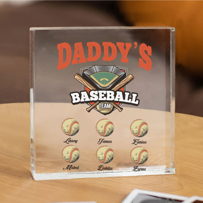6 Names - Personalised Baseball Acrylic Keepsake Customized Name Acrylic Plaque Decoration Father's Day Gift for Dad