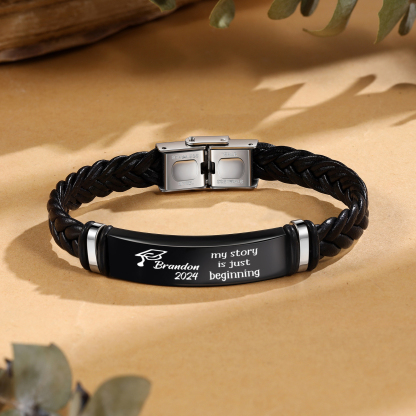 2024 Graduation Gifts - Personalised Year and Name Men's Bracelet, Gift for Him