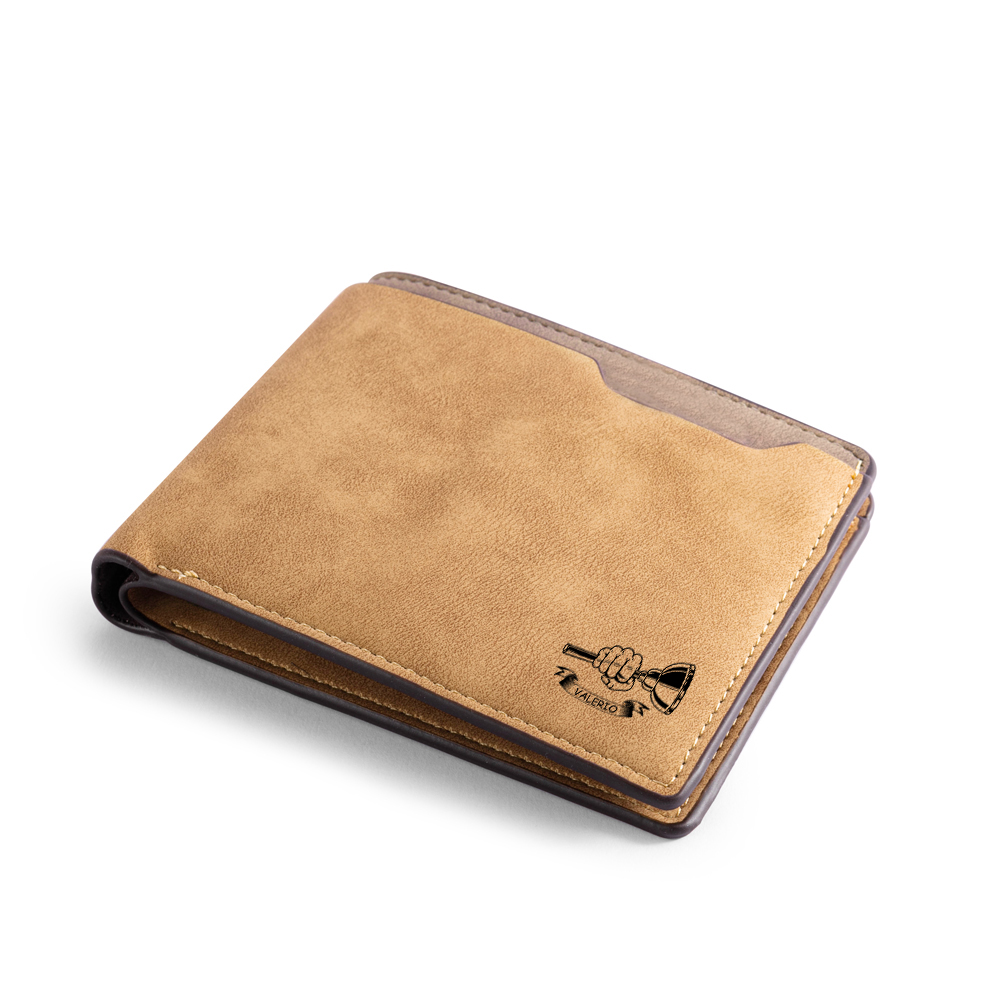 Brown Personalised Leather Wallet Engraved Photo Short Wallet Folding Wallet For Dad