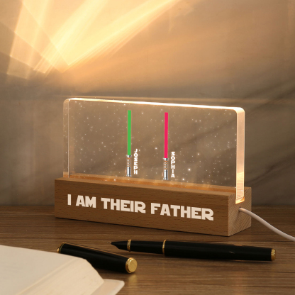 Personalised Star Wars Logo Father's Day Gift - I'm Their Dad - Table Lamp with 2 Names