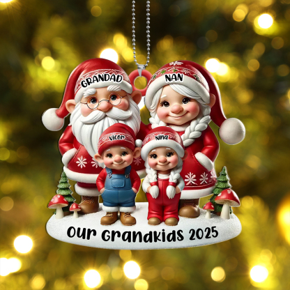 Personalised Santa Grandparents & Grandkids 2025 Ornament