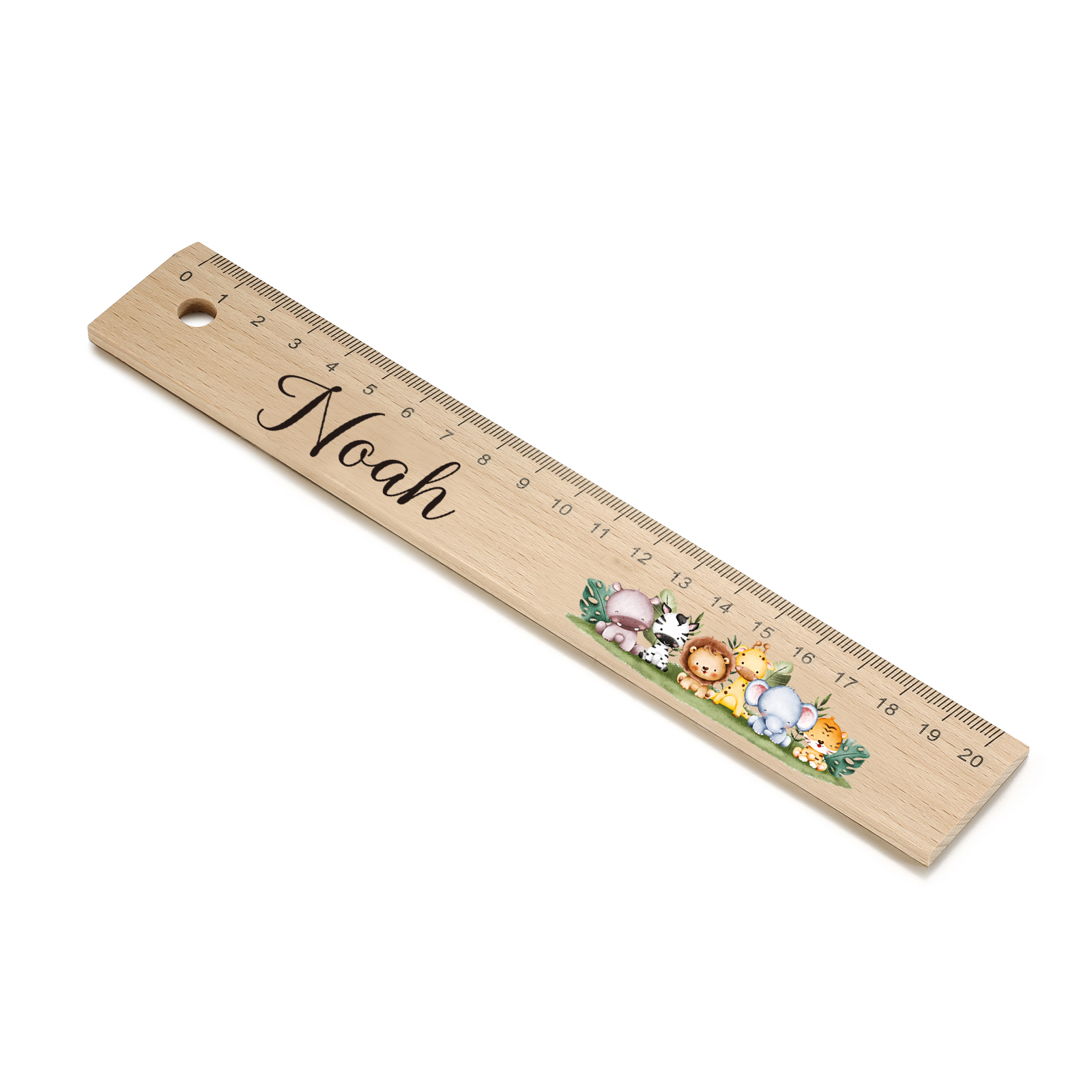 Cute Animal Personalised School Wooden Ruler With Engraved Children's Name - Back to School Suppler Gift for Kids