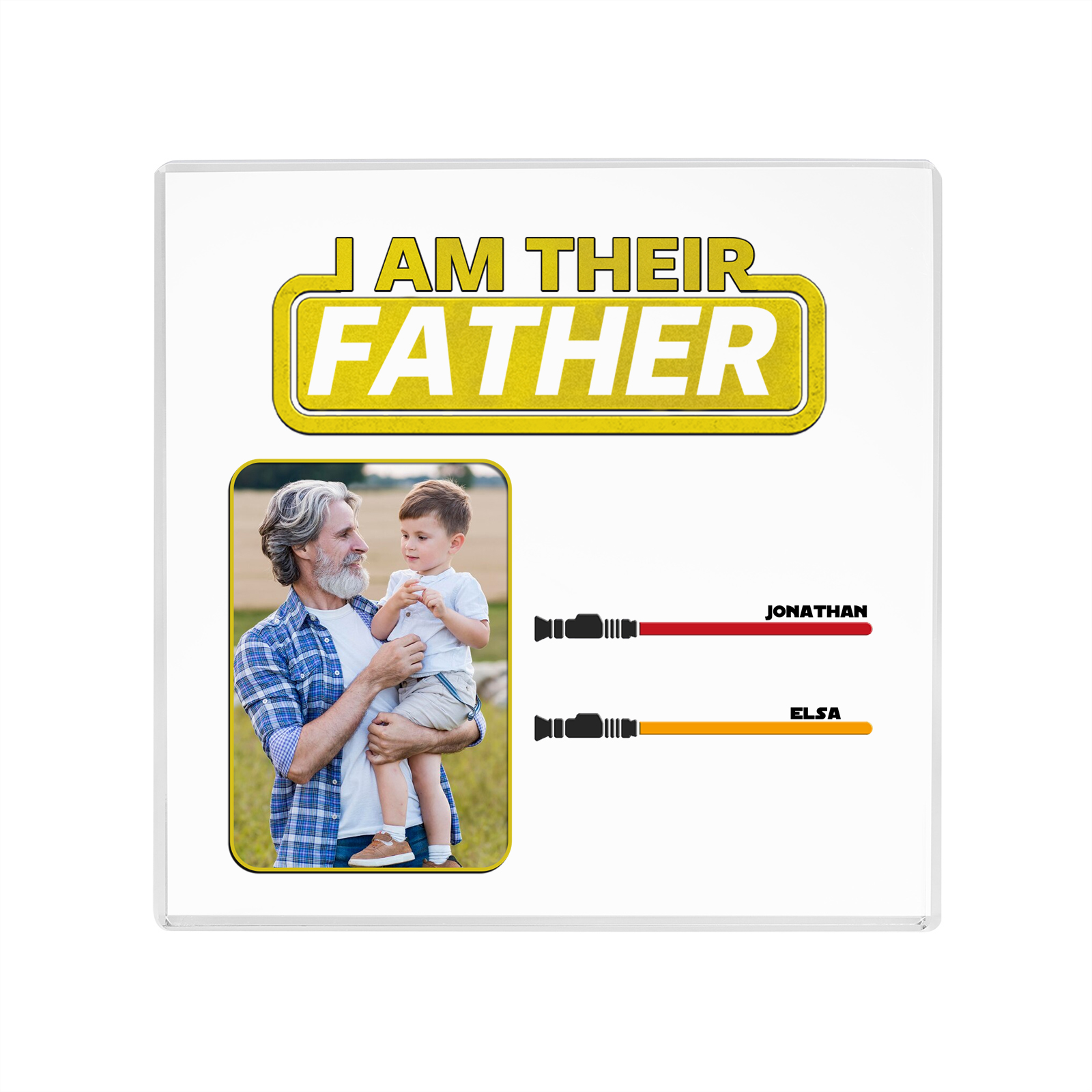 2 Names - Personalised Custom Name & Photo Acrylic Ornament - I AM THEIR FATHER- Father's Day Gift for Dad