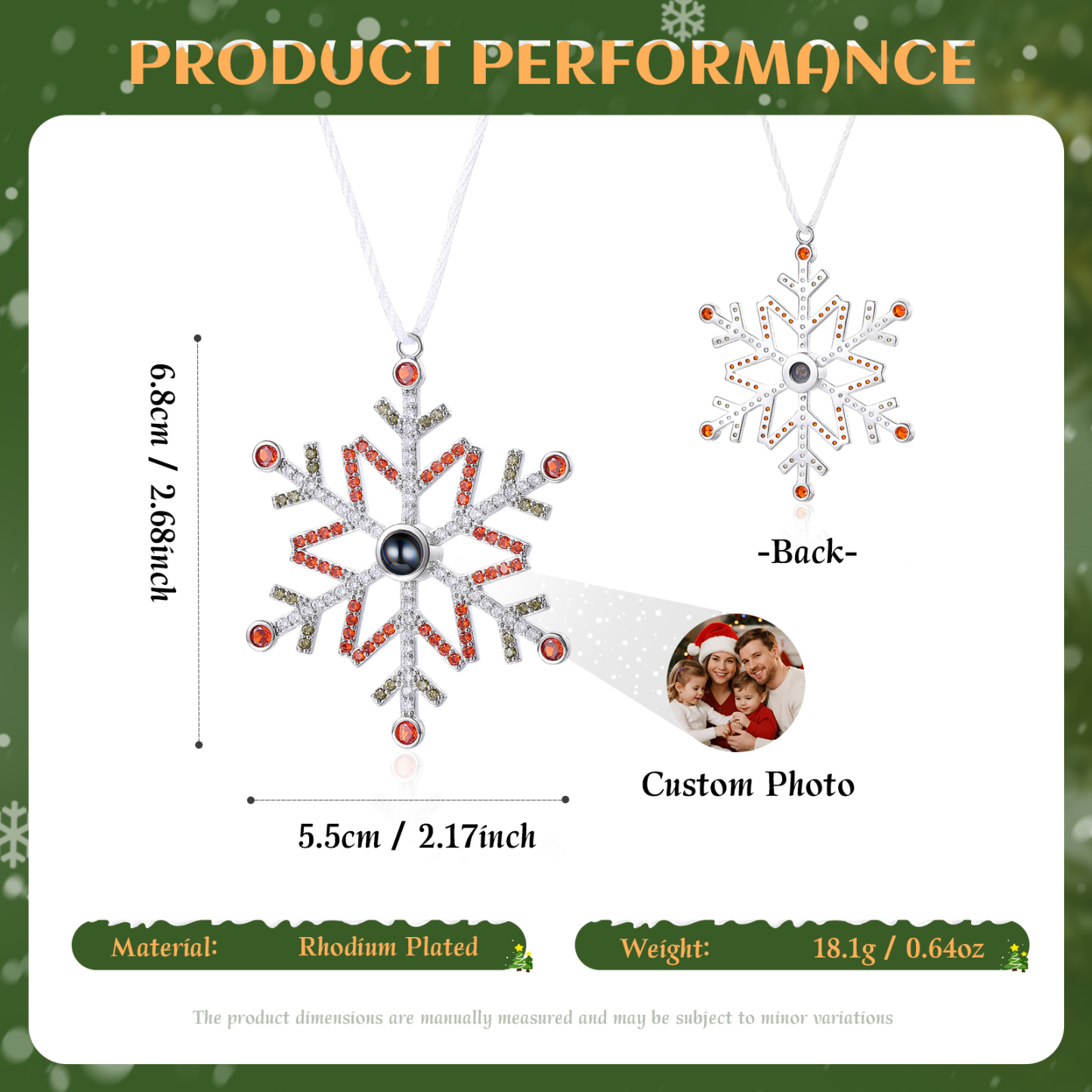 Personalised Snowflake Photo Projection Christmas Tree Decoration