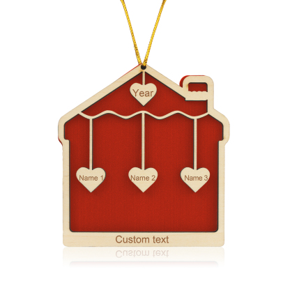 3 Names-Personalised Family Wooden Christmas Xmas Tree Decoration Ornament-Custom 3 Names And Year Hanging Ornament Gifts For Family