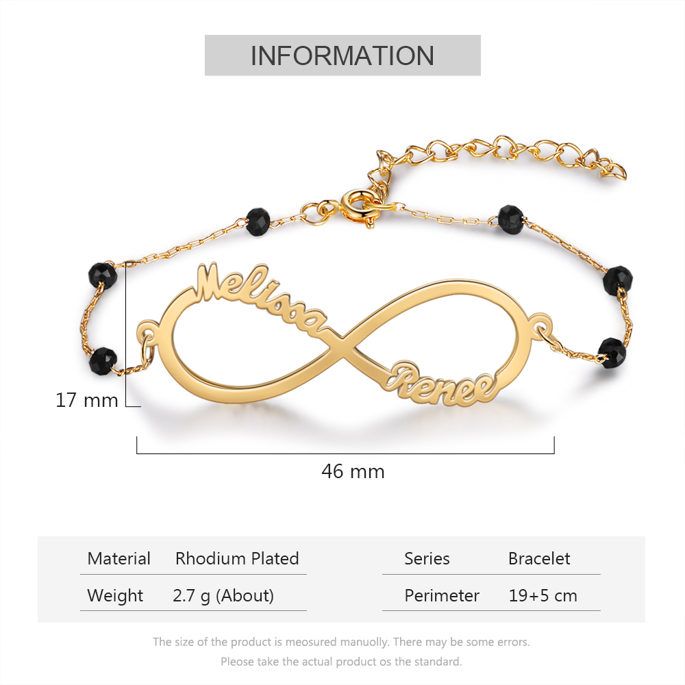 Personalised Infinity Bracelet Custom 2 Names Bracelet Gift For Women