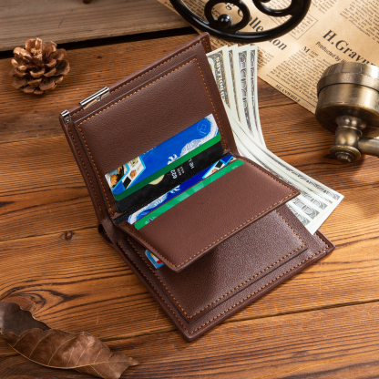 Trifold Wallet Custom Photo and Date Wallet Personalised Leather Letters Wallet Mens Gift