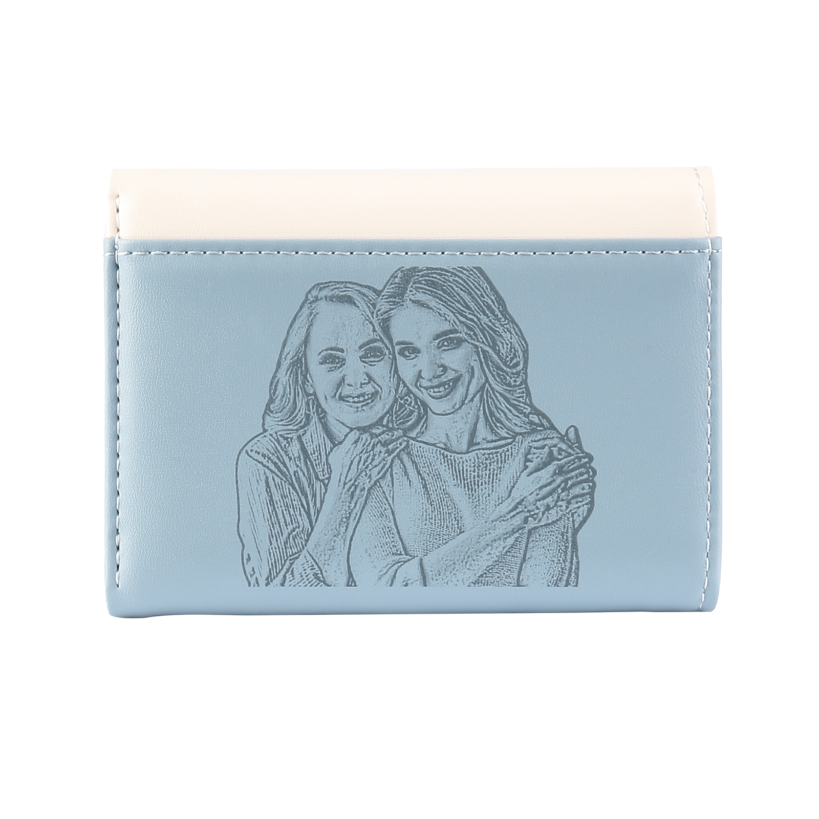 Custom Purse-Women's Personalised Photo PU Leather Flower Folding Wallet for Her