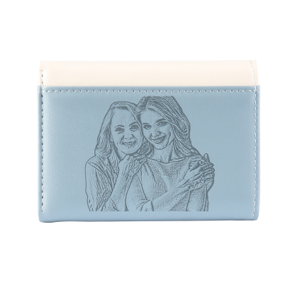 Custom Purse-Women's Personalised Photo PU Leather Flower Folding Wallet for Her
