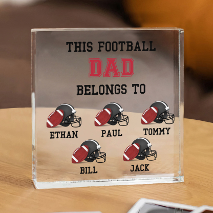 5 Names -Personalised Football Acrylic Keepsake Customized Name Acrylic Plaque Ornament Father's Day Gift for Dad