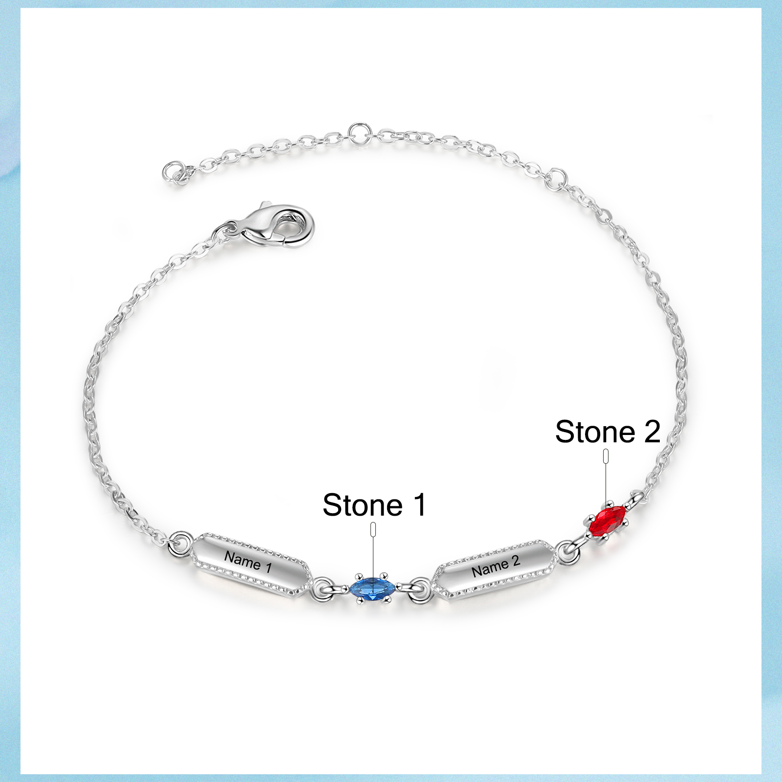 2 Names-Personalised Woman Bracelet With Birthstone Custom Names Bracelet Gift For Women