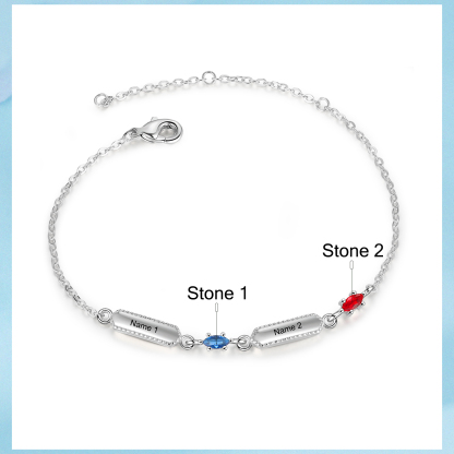 2 Names-Personalised Woman Bracelet With Birthstone Custom Names Bracelet Gift For Women