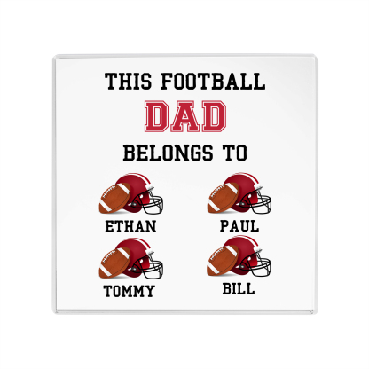 4 Names -Personalised Football Acrylic Keepsake Customized Name Acrylic Plaque Ornament Father's Day Gift for Dad