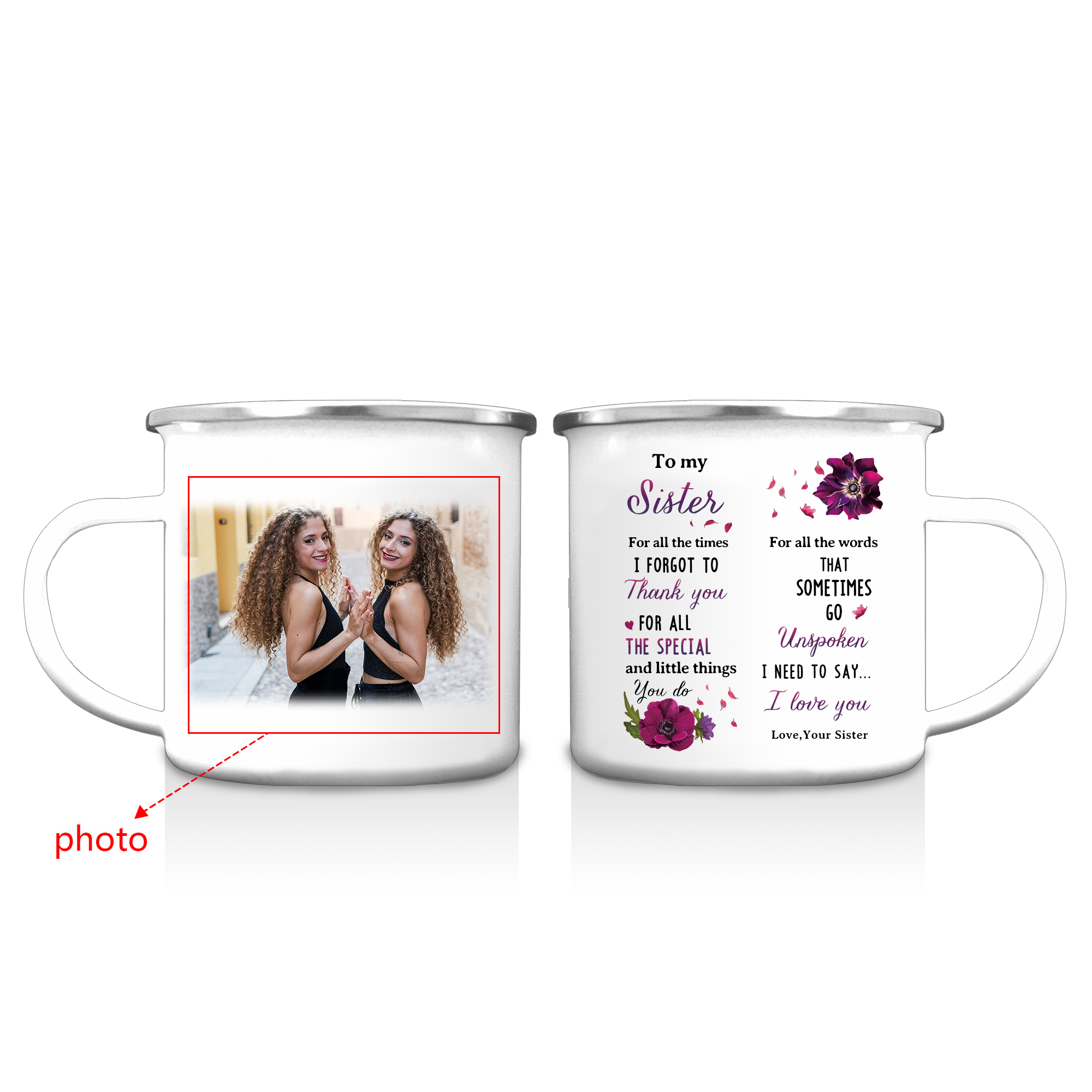 Personalised Photo Mug-Custom Set With Gift Box To My Sister Birthday Gift Ceramic Coffee Mug for Sister