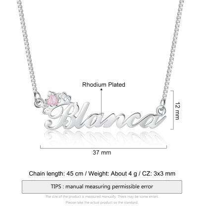 Personalised Necklace With Birthstone Custom 1 Name Necklace Gift For Her