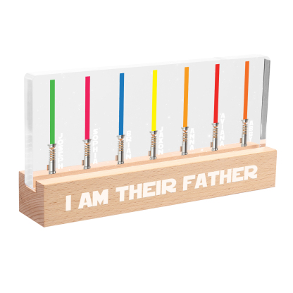 Personalised Star Wars Logo Father's Day Gift - I'm Their Dad - Table Lamp with 7 Names