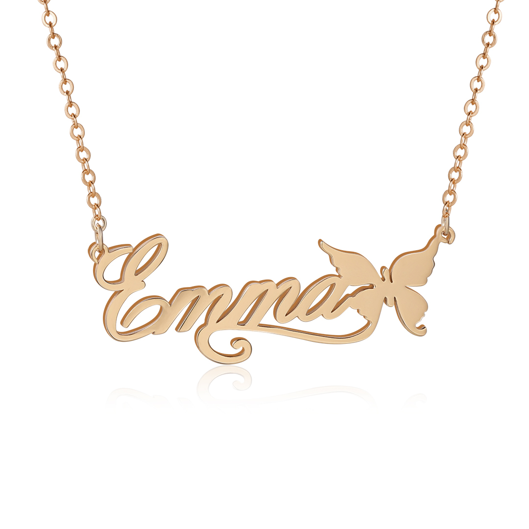 Personalised Butterfly Necklace Custom 1 Name Necklace Gift For Women