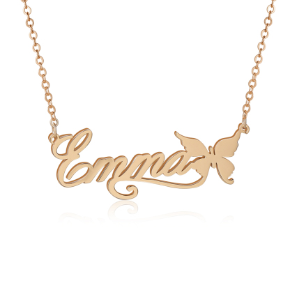 Personalised Butterfly Necklace Custom 1 Name Necklace Gift For Women