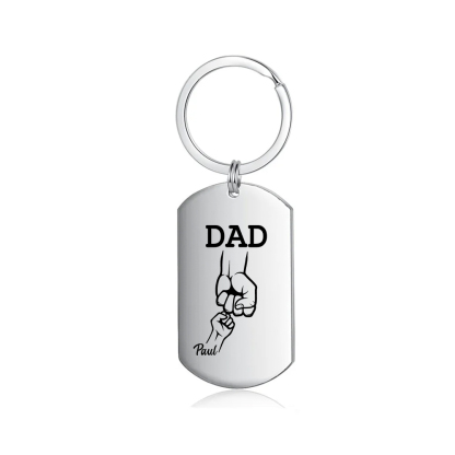 Personalised 2 Names Fist Bump Gift Set Custom Wallet & Keychain & Pen Gift Box Set Father’s Day Gift