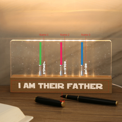 Personalised Star Wars Logo Father's Day Gift - I'm Their Dad - Table Lamp with 3 Names