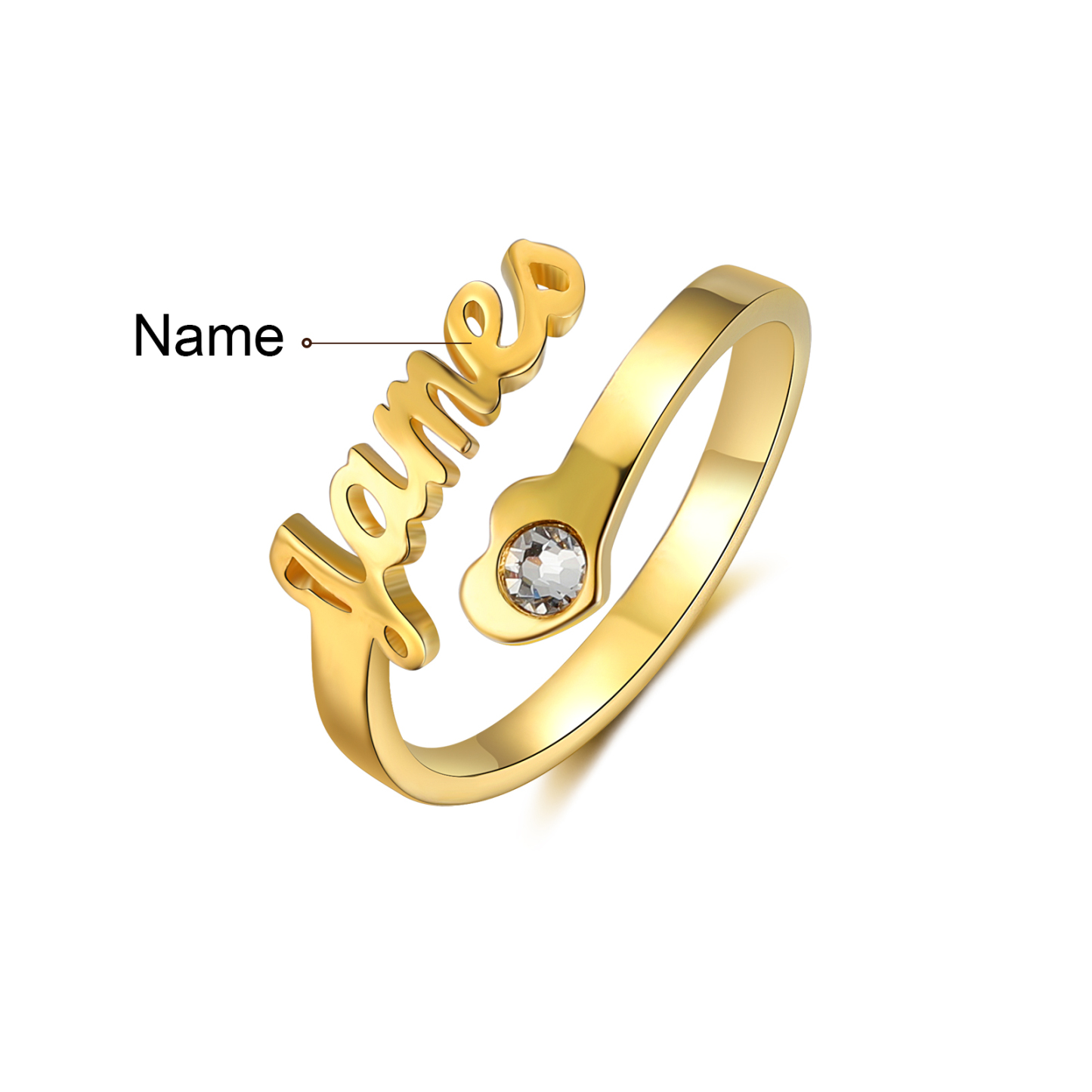 Personalised Heart Ring With Birthstone Custom 1 Name Ring Gifts For Her