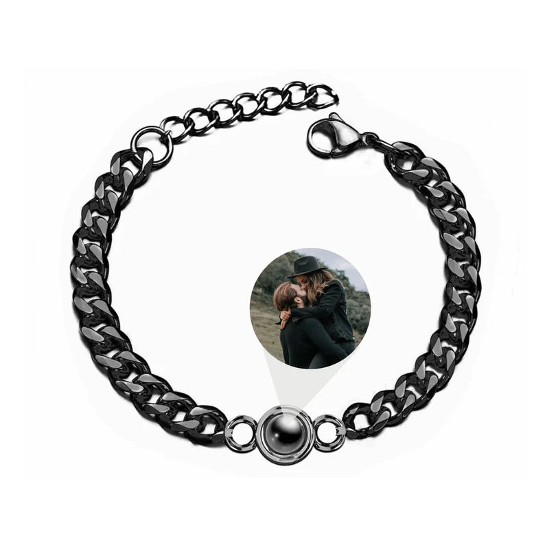 Cuban Chain Men's Bracelet Personalized Projection Bracelet Custom Photo Love Style Gifts for Men
