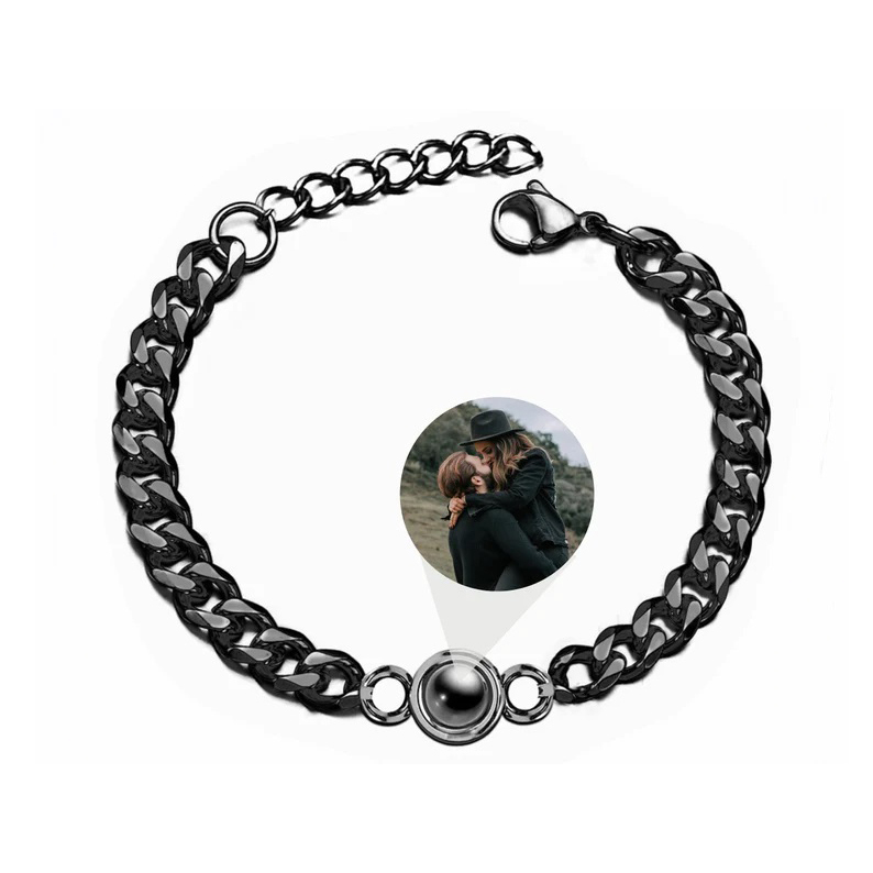 Cuban Chain Men's Bracelet Personalized Projection Bracelet Custom Photo Love Style Gifts for Men