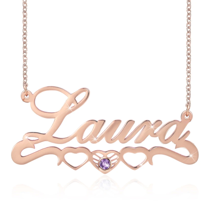 Personalised Necklace With Birthstone Custom 1 Name Necklace Gift For Women