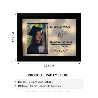 2024 Graduation Gift - Personalised Year & Photo & Name Frame Night Light LED Night Light Gift for Her/Him