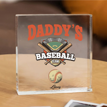 1 Name - Personalised Baseball Acrylic Keepsake Customized Name Acrylic Plaque Decoration Father's Day Gift for Dad