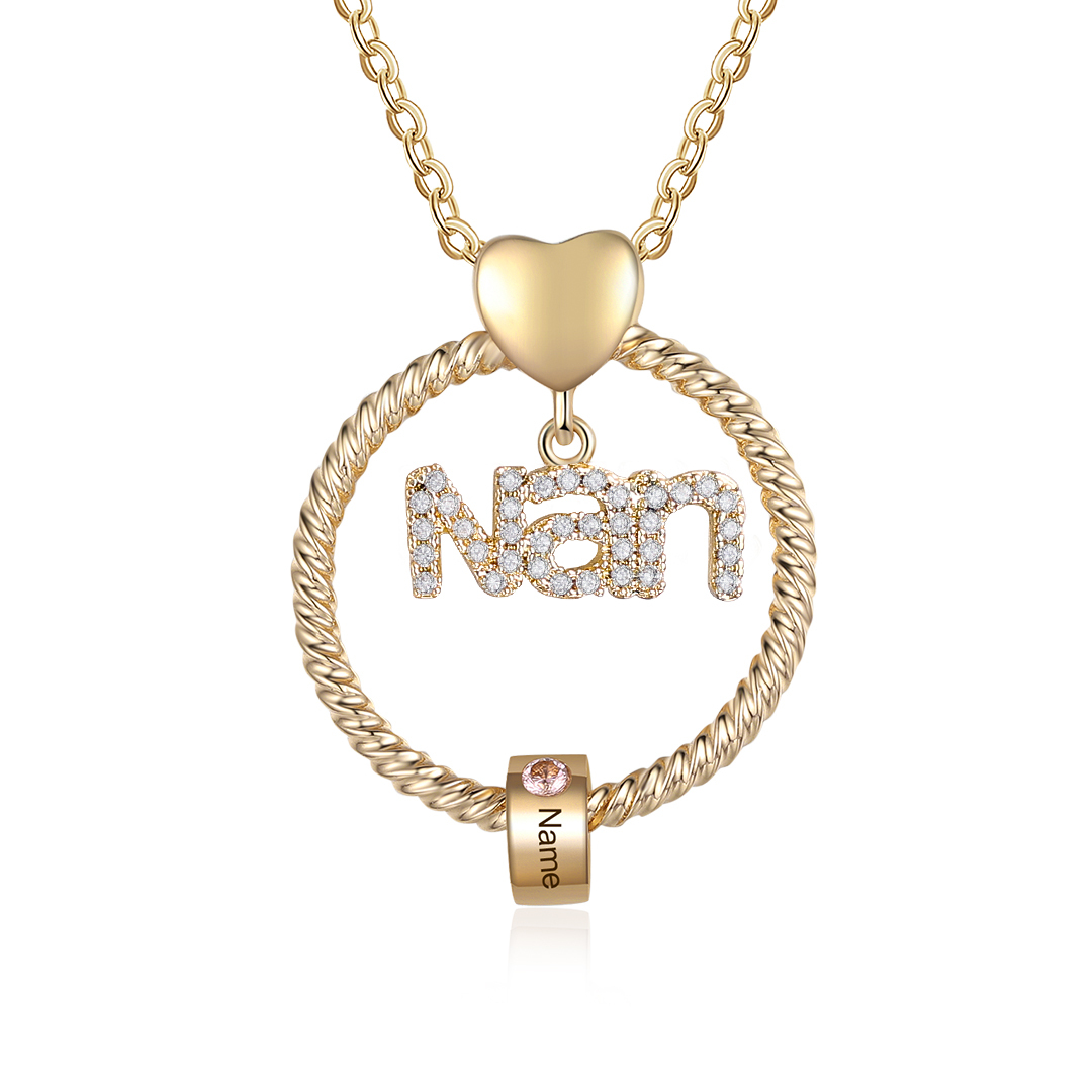 Personalised Circle Necklace With 1-8 Birthstones&Names Pendant Gift For Nanny Nan | Jessemade
