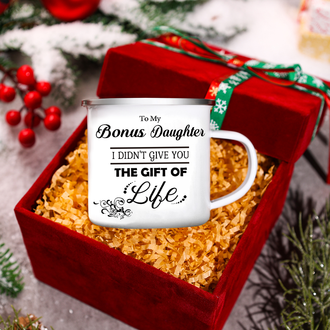 To My Bonus Daughter Mug Set With Gift Box Christmas Birthday Gift Ceramic Coffee Mug for Daughter