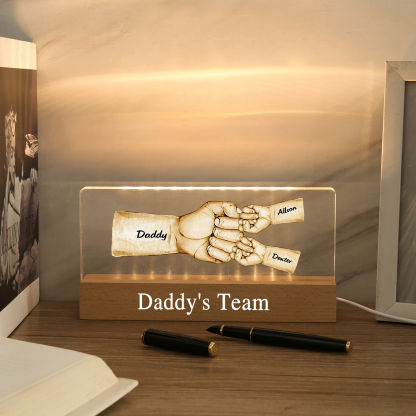3 Names - Personalised Fist Bump Pattern Table Lamp Customized Text Father's Day Gift for Dad