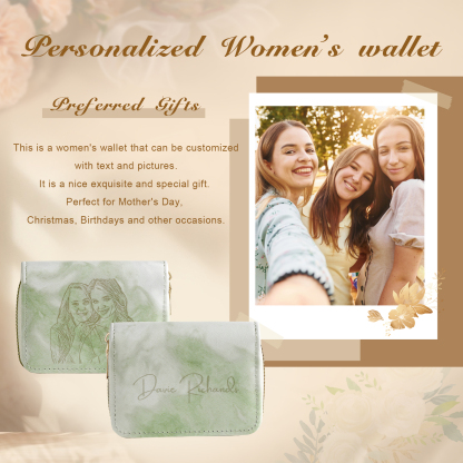 Custom Purse-Personalised Photo & Text PU Leather Women's Zipper Wallet Three Colors Available Gift for Her