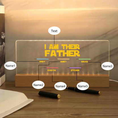 5 Names-Personalised Star Wars Logo Table Lamp-I am their dad-Father's Day Gift For Dad