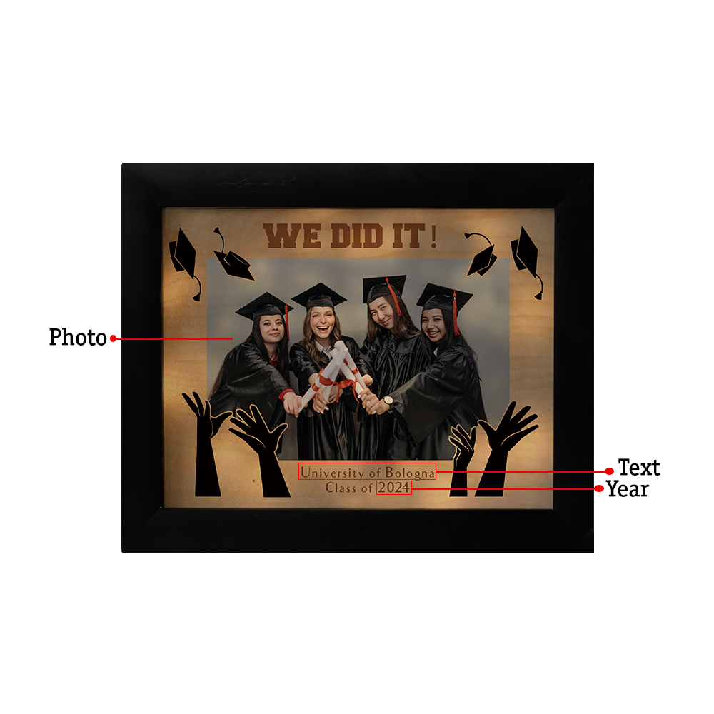 2024 Graduation Gift - Personalised Year & Photo & Text Frame Night Light LED Night Light Gift for Her/Him