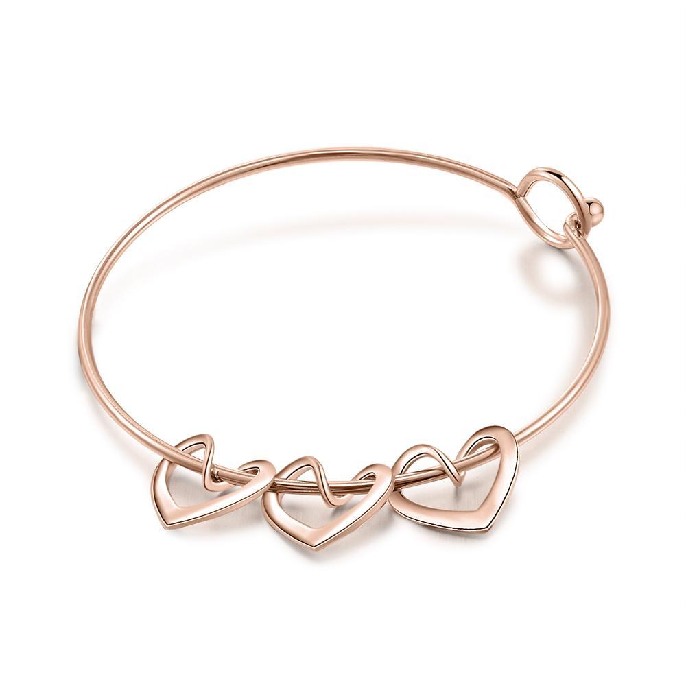 3 Names-Personalised Love Bracelet with 3 Heart Charms Engraved Name Bangle Bracelet